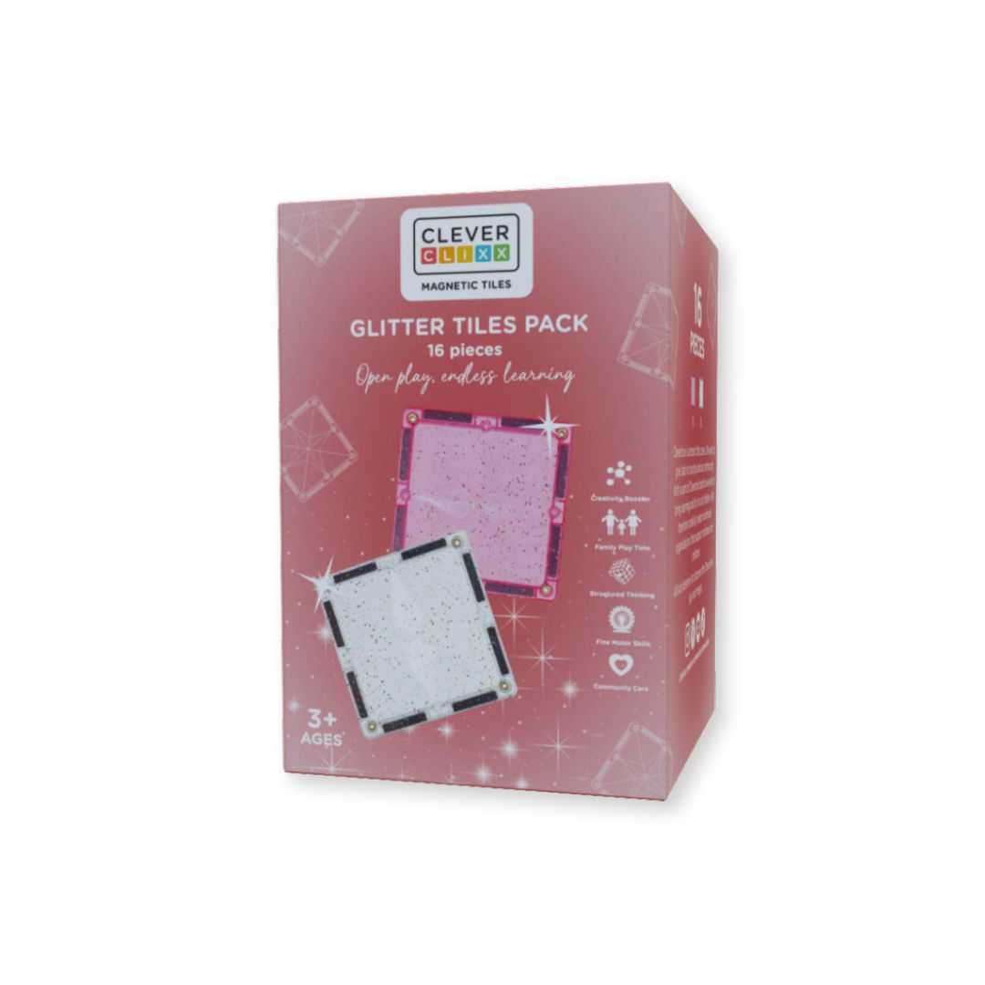 Glitter Tiles Pack Transparent / Pink | 16 pieces