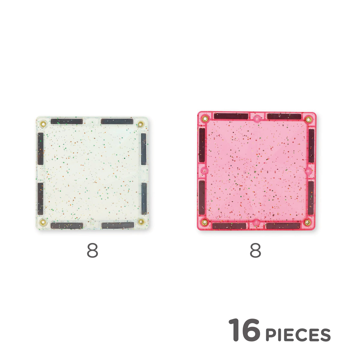 Glitter Tiles Pack Transparent / Pink | 16 pieces