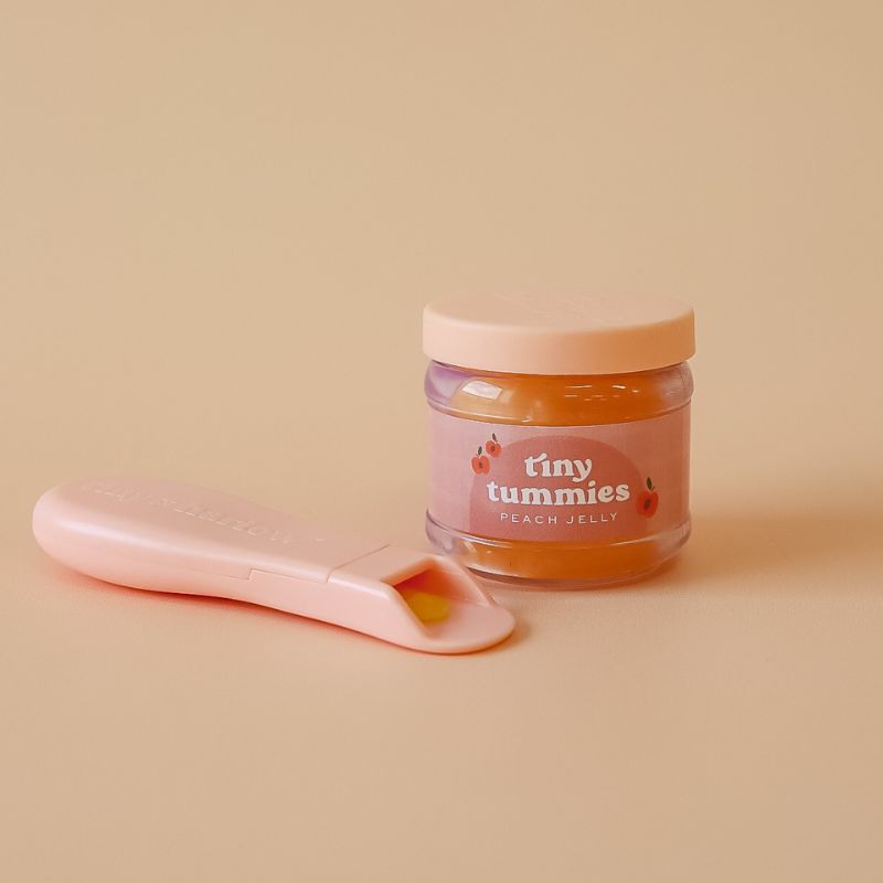 Tiny Harlow - Tiny Tummies Peach Jelly Food Jar & Spoon Set