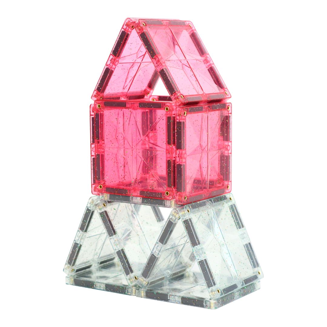 Glitter Tiles Pack Transparent / Pink | 16 pieces