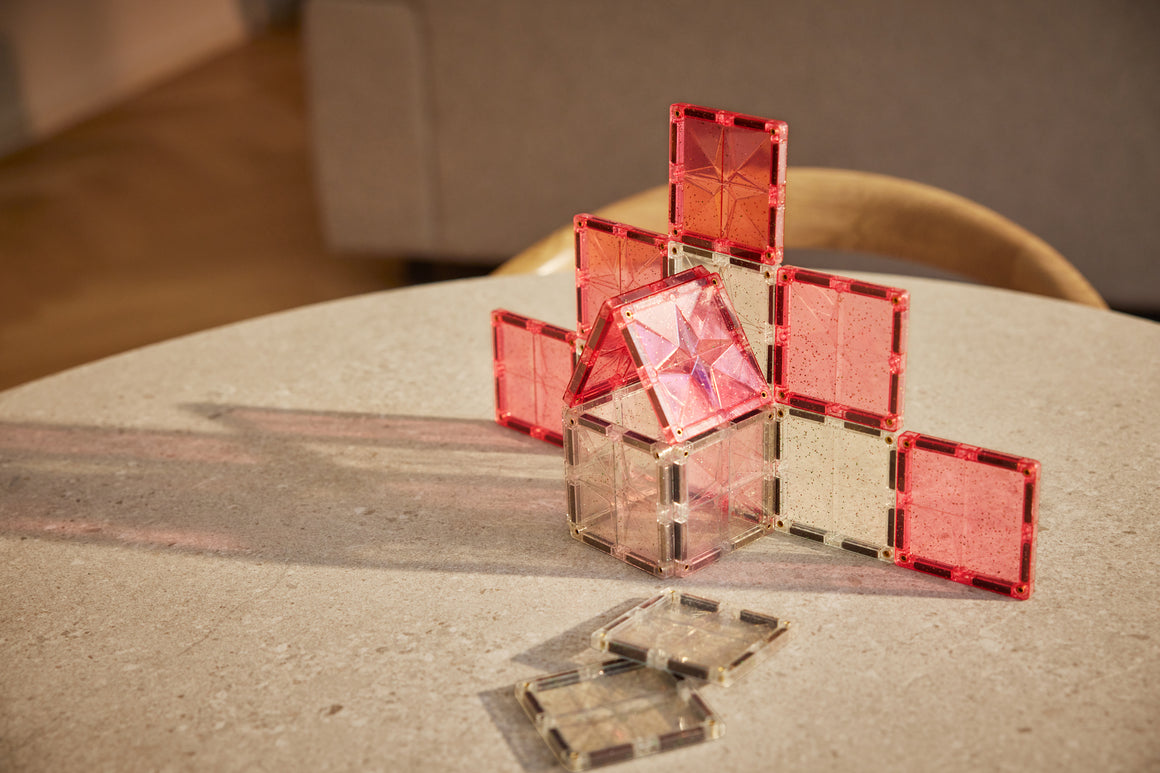 Glitter Tiles Pack Transparent / Pink | 16 pieces
