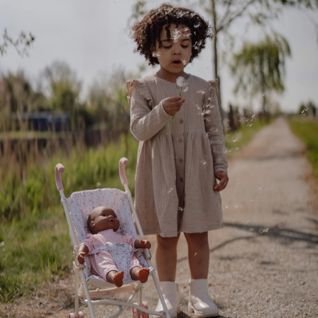 Metal Doll Stroller - White