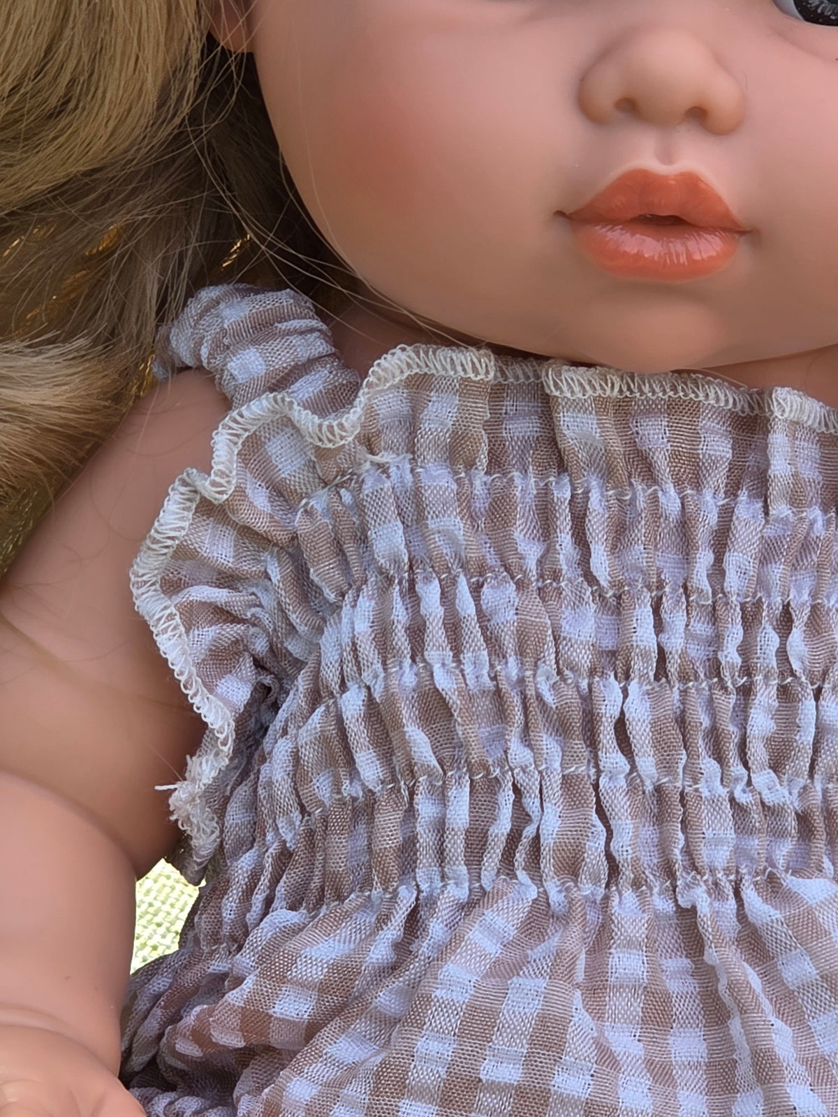 Ellory Designs, Agnes Smock Romper – Khaki Gingham