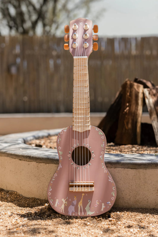 June Wooden guitar - Pink - Safari Friends