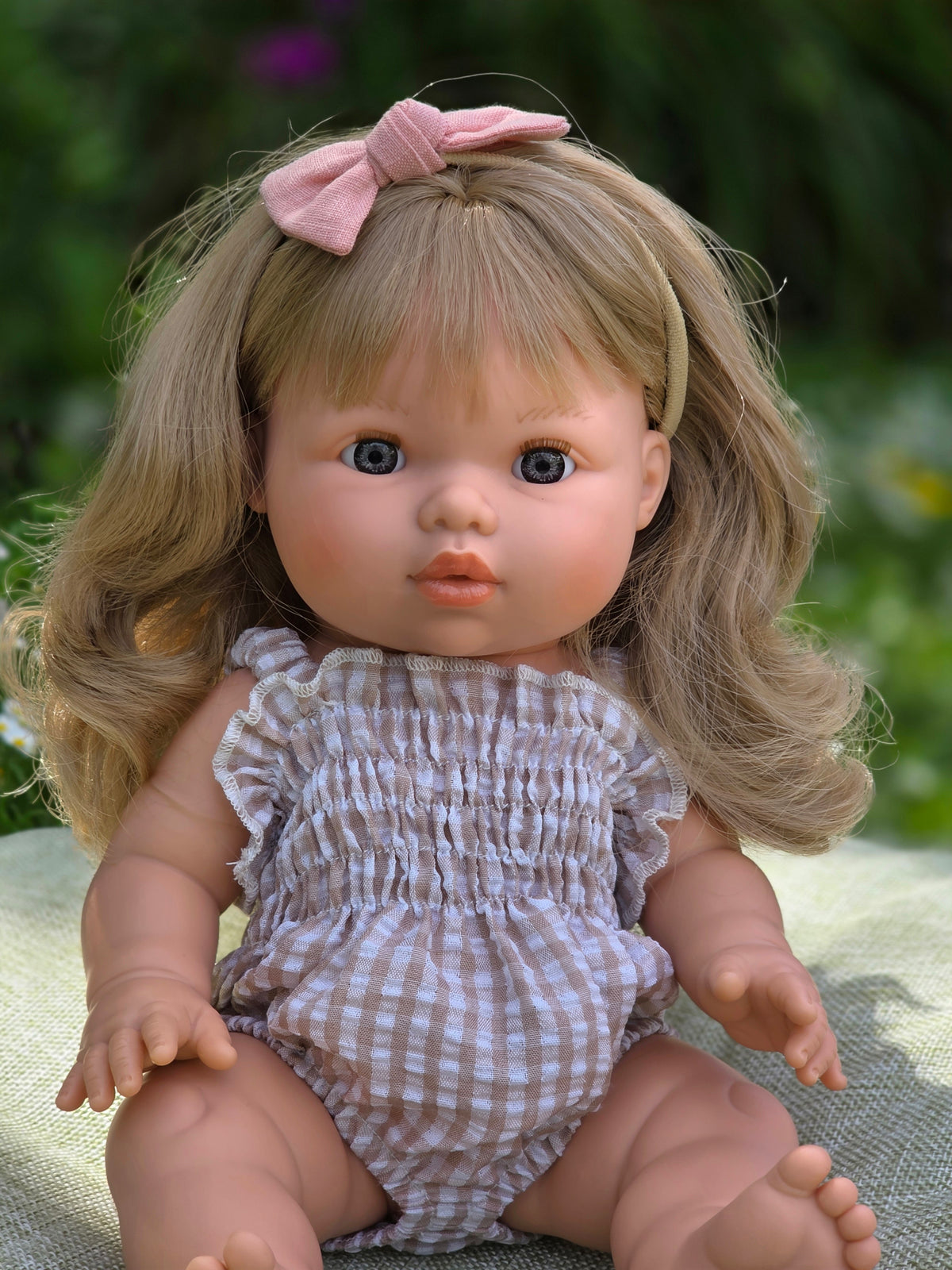 Ellory Designs, Agnes Smock Romper – Khaki Gingham