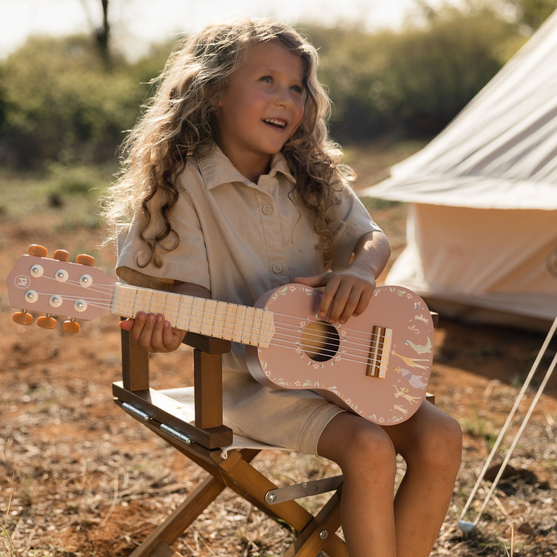 Due 9th June Wooden guitar - Pink - Safari Friends