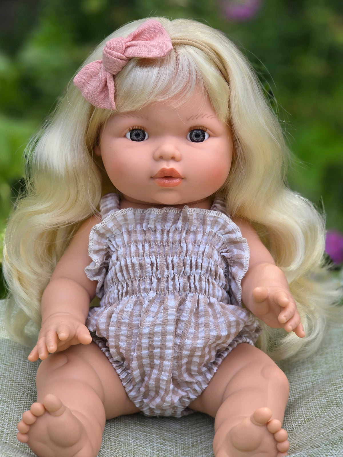 Ellory Designs, Agnes Smock Romper – Khaki Gingham